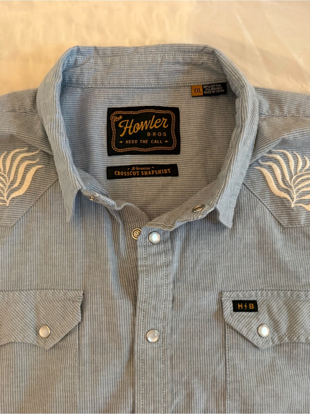 Howler Brothers Light Blue Striped Snap Western Shirt
